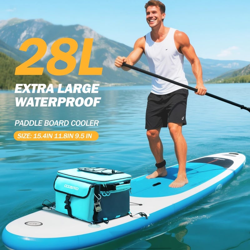 ODDSPRO 28L Paddle Board Cooler, Unique Top Opening Flap Waterproof Paddleboard Cooler, Durable PVC Material Fits 42 Cans with Bottle Opener, Paddle Board Accessories for SUP, Kayaking, Camping, Fishing - Image 2